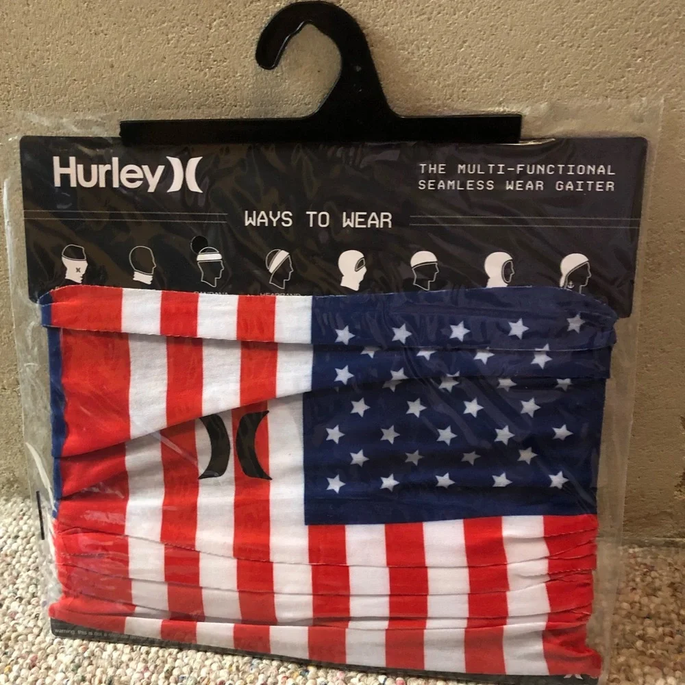 🆕 Hurley American Flag 🇺🇸 Face Gaiter ..unisex